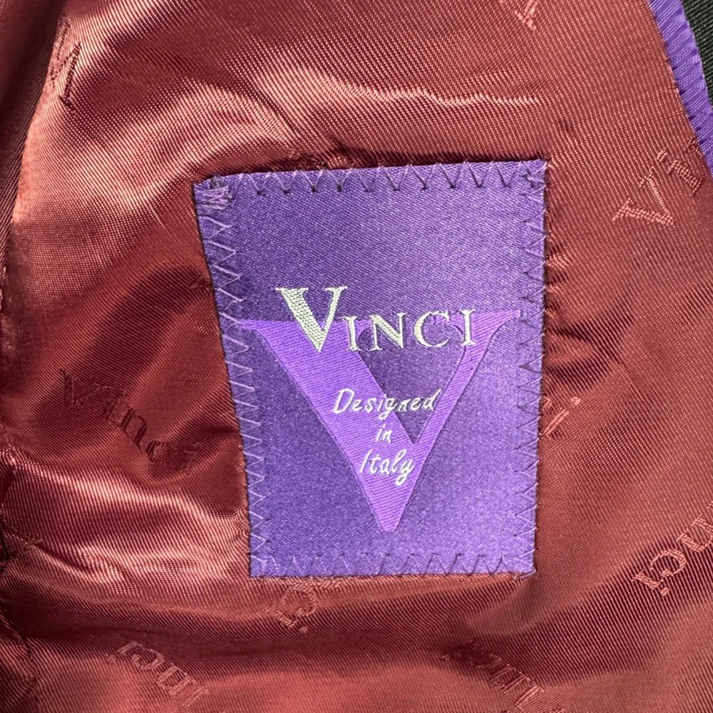 Vinci Mens Burgundy Polka Dot Blazer‎ Jacket Designed in Italy Size 38S